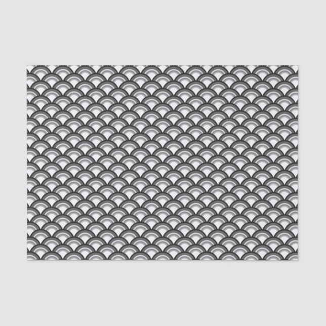 Art Deco wave pattern - black and white Tissue Paper (Front)