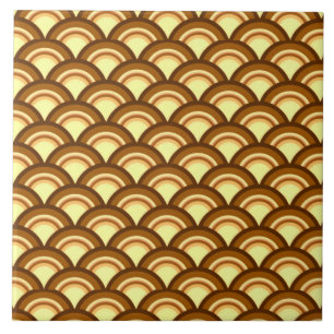 Art Deco wave pattern - chocolate and yellow Ceramic Tile