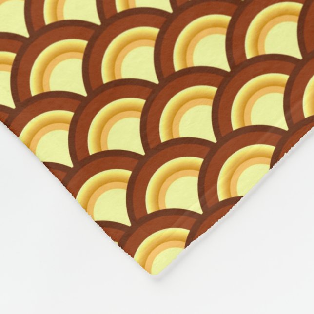 Art Deco wave pattern - chocolate and yellow Fleece Blanket (Corner)
