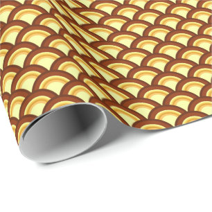 Art Deco wave pattern - chocolate and yellow Wrapping Paper