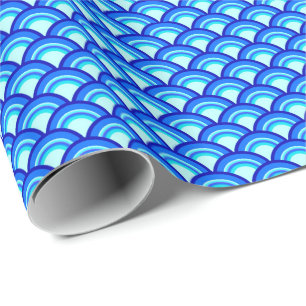 Art Deco wave pattern - cobalt and turquoise Wrapping Paper