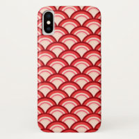 Art Deco wave pattern - coral red and pink