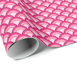 Art Deco wave pattern - fuchsia and coral Wrapping Paper