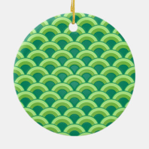 Art Deco wave pattern - jade green Ceramic Ornament