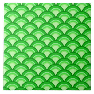 Art Deco wave pattern - jade green Ceramic Tile