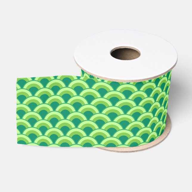 Art Deco wave pattern - jade green Grosgrain Ribbon (Spool)