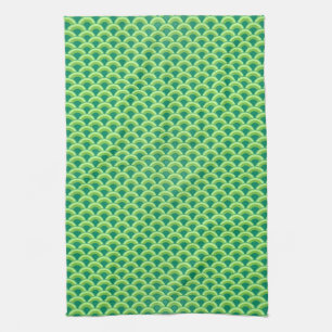 Art Deco wave pattern - jade green Tea Towel