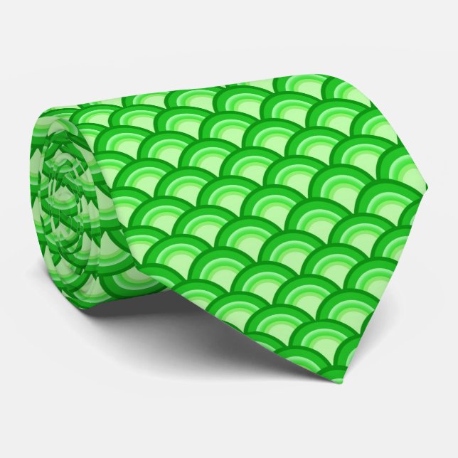 Art Deco wave pattern - jade green Tie (Rolled)