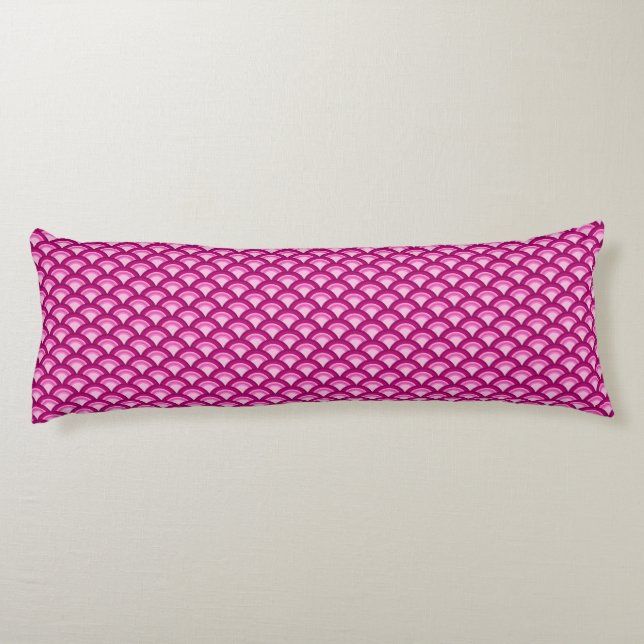 Art Deco wave pattern - magenta and pink Body Cushion (Back)
