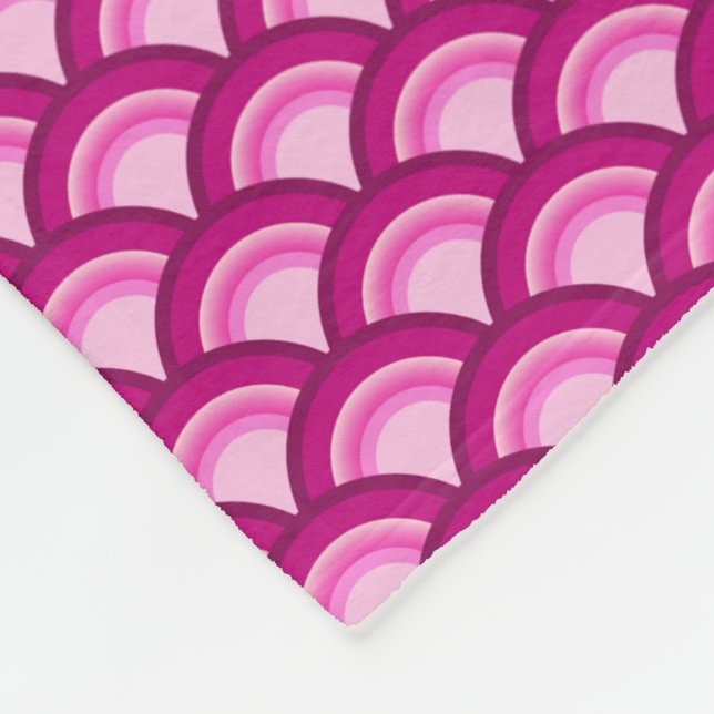 Art Deco wave pattern - magenta and pink Fleece Blanket (Corner)