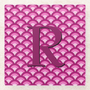 Art Deco wave pattern - magenta and pink Glass Coaster