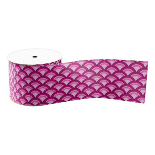 Art Deco wave pattern - magenta and pink Grosgrain Ribbon