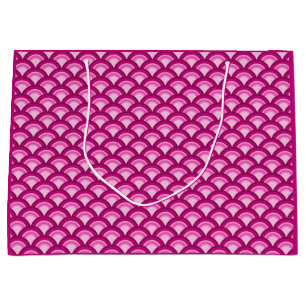 Art Deco wave pattern - magenta and pink Large Gift Bag