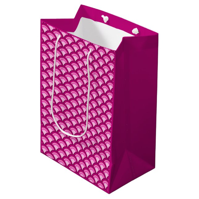 Art Deco wave pattern - magenta and pink Medium Gift Bag (Front Angled)