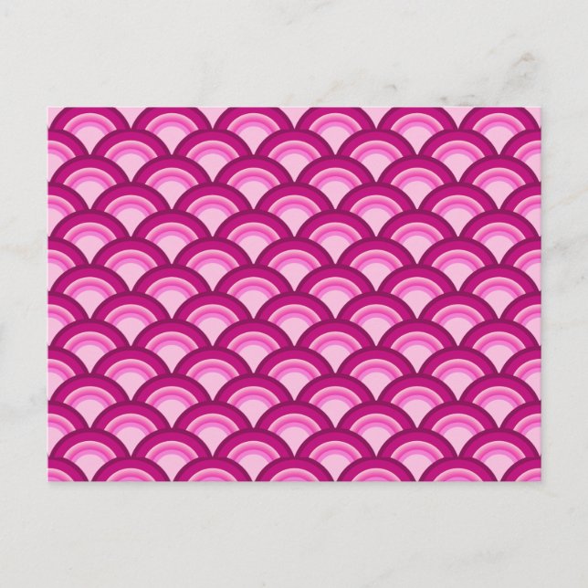 Art Deco wave pattern - magenta and pink Postcard (Front)
