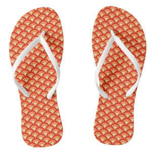 Art Deco Wave Pattern, Mandarin Orange Thongs