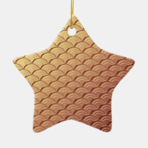 Art Deco wave pattern - metallic copper coloured Ceramic Tree Decoration