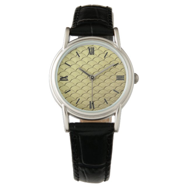 Art Deco wave pattern - metallic gold Watch (Front)