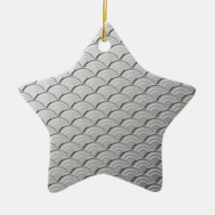 Art Deco wave pattern - metallic silver coloured Ceramic Ornament