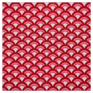 Art Deco wave pattern - red and fuchsia Fabric
