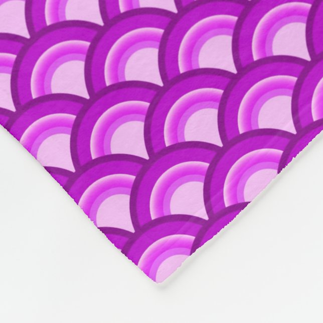 Art Deco wave pattern - shades of orchid Fleece Blanket (Corner)