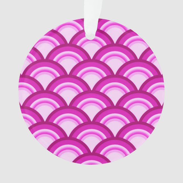 Art Deco wave pattern - shades of orchid Ornament (Front)
