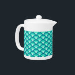 Art Deco wave pattern - shades of turquoise<br><div class="desc">An Art Deco pattern based on the traditional wave pattern,  often seen in Japanese textiles,  in shades of turquoise,  peacock and aquamarine blue</div>