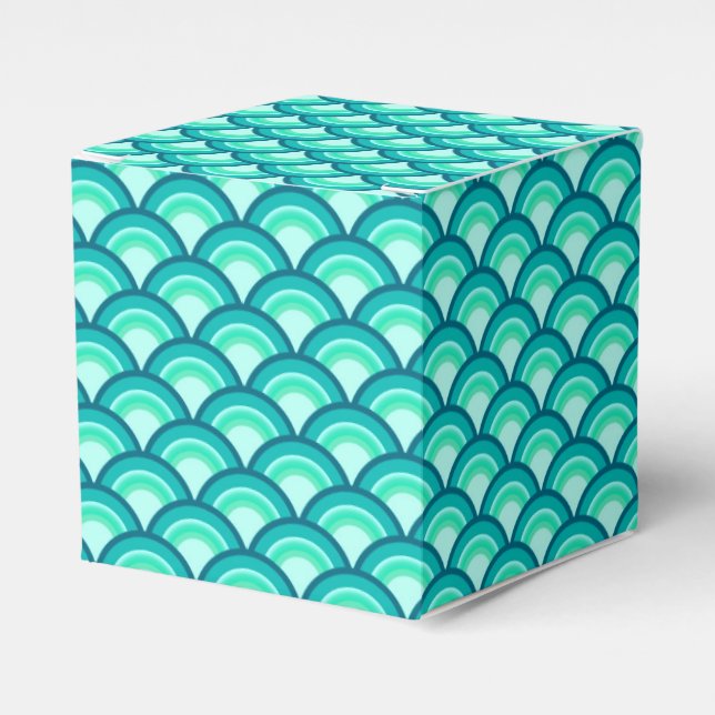 Art Deco wave pattern - shades of turquoise Favour Box (Front Side)