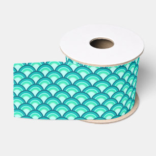 Art Deco wave pattern - shades of turquoise Grosgrain Ribbon