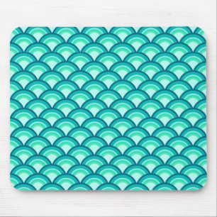 Art Deco wave pattern - shades of turquoise Mouse Pad