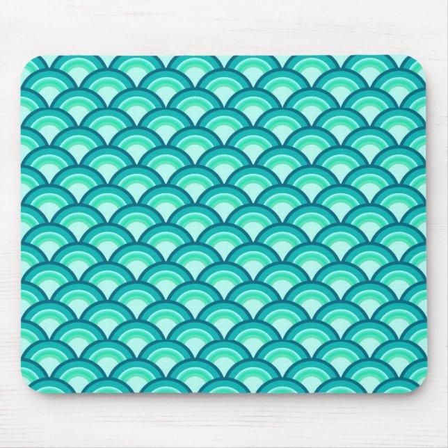 Art Deco wave pattern - shades of turquoise Mouse Pad (Front)