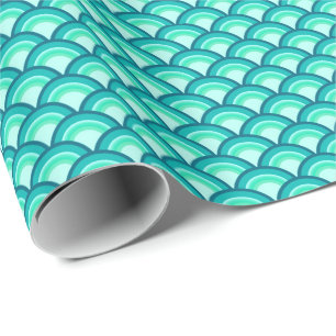 Art Deco wave pattern - shades of turquoise Wrapping Paper