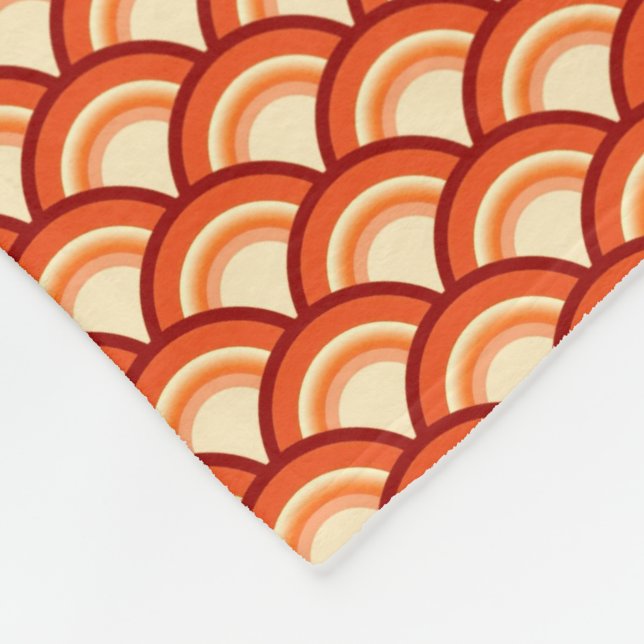 Art Deco wave pattern - tangerine orange Fleece Blanket (Corner)