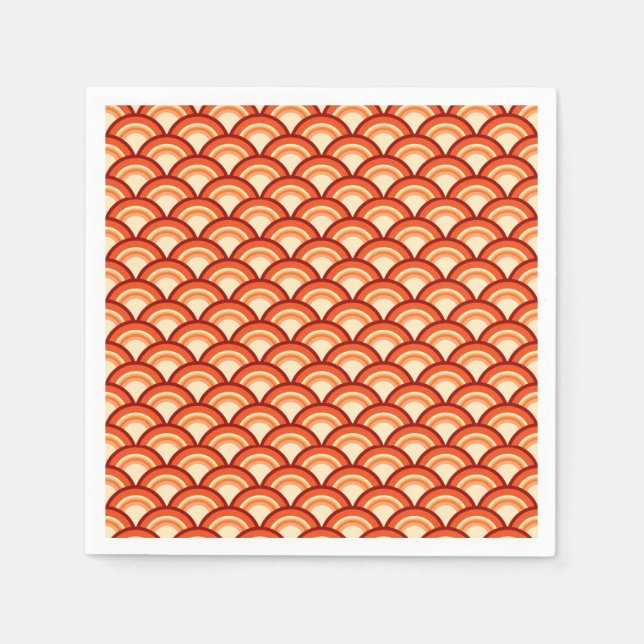Art Deco wave pattern - tangerine orange Napkin (Front)