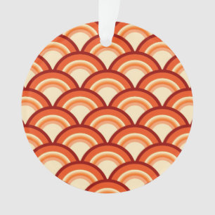 Art Deco wave pattern - tangerine orange Ornament