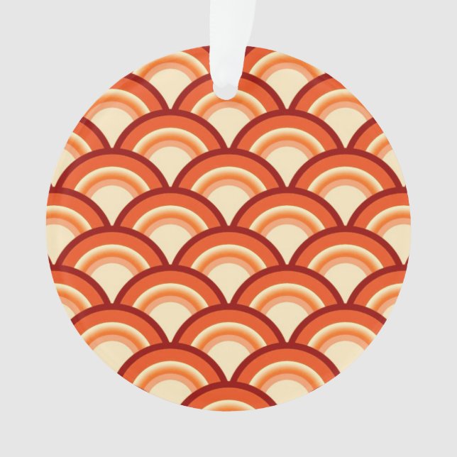 Art Deco wave pattern - tangerine orange Ornament (Front)