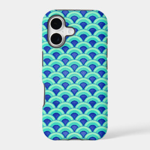 Art Deco wave pattern - turquoise and cobalt