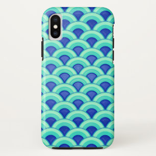 Art Deco wave pattern - turquoise and cobalt iPhone XS Case