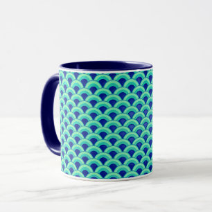 Art Deco wave pattern - turquoise and cobalt Mug