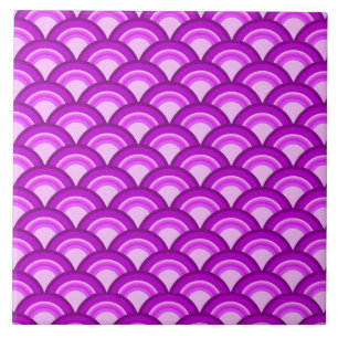 Art Deco wave pattern - violet and orchid Ceramic Tile