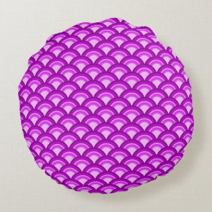 Art Deco wave pattern - violet and orchid Round Cushion