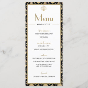 Art Deco Wedding Black Gold Twenties Vintage Menu
