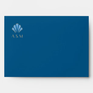 Art Deco Wedding Blue Roaring Twenties Monogram Envelope