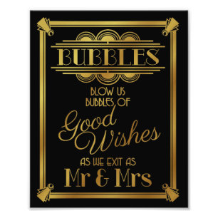art deco, Wedding bubble sign wedding poster,