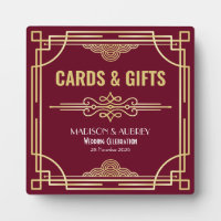Art Deco Wedding Cards & Gifts Gold Burgundy Sign