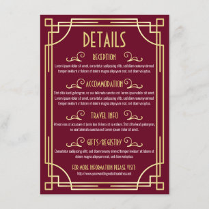 Art Deco Wedding Details Map Accommodation Info Enclosure Card