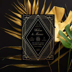 Art Deco Wedding Diamond Black and Gold