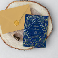 Art Deco Wedding Diamond Navy and Gold
