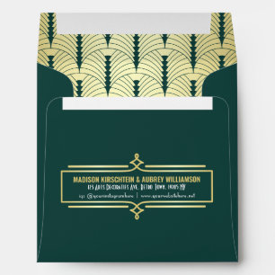 Art Deco Wedding Elegant Gold Green Gatsby Envelope