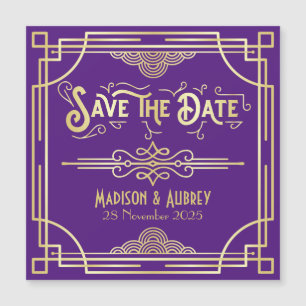 Art Deco Wedding Elegant Gold Purple Save the Date